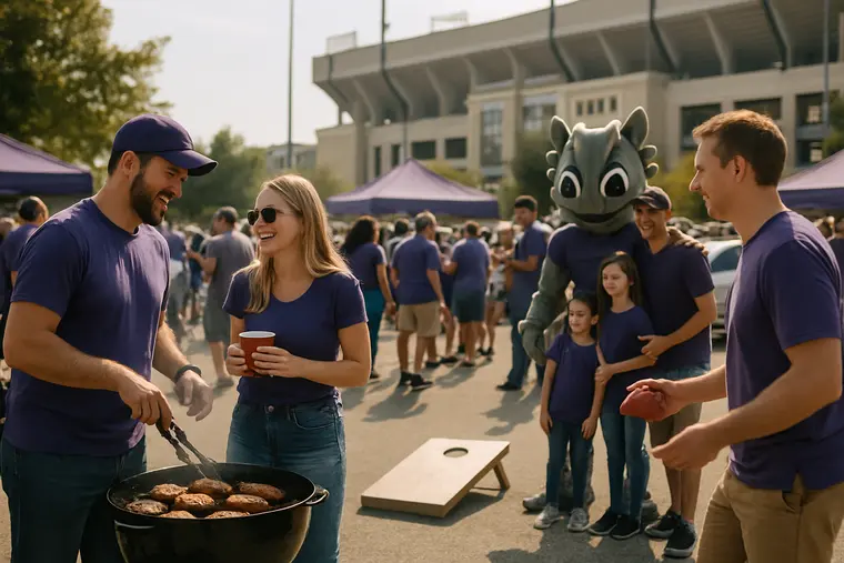 TCU fans walking near campus before a football game in Fort Worth