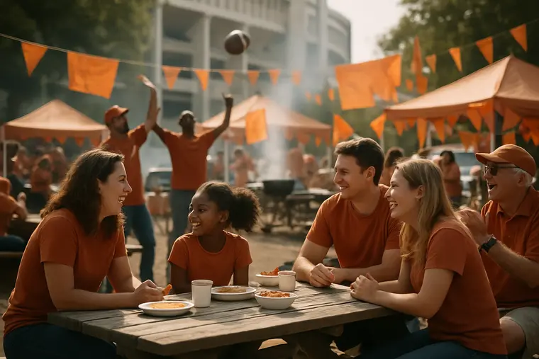 Texas fans enjoying outdoor pregame activities near campus