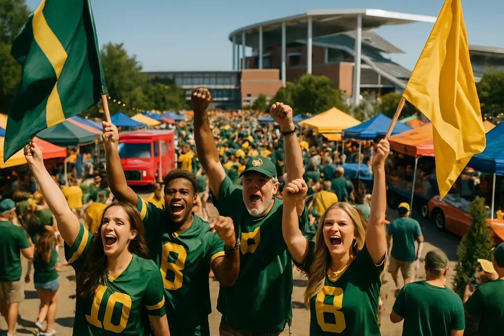 Fans gather near Touchdown Alley before a Baylor football game in Waco